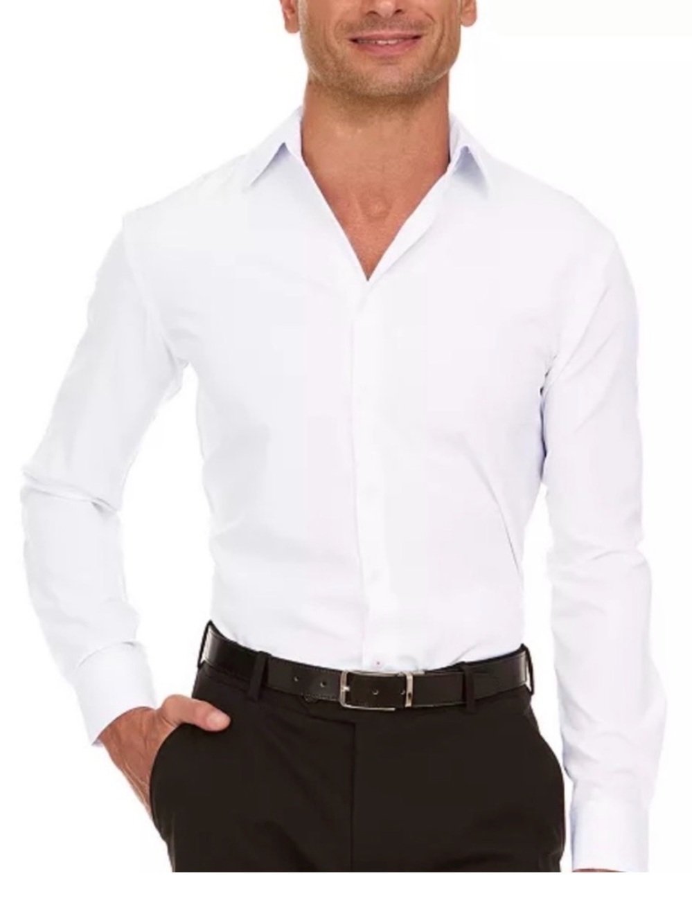 Nautica Men's performance Super Shirt White Long-Sleeve Dress Shirt NWT